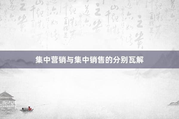 集中营销与集中销售的分别瓦解